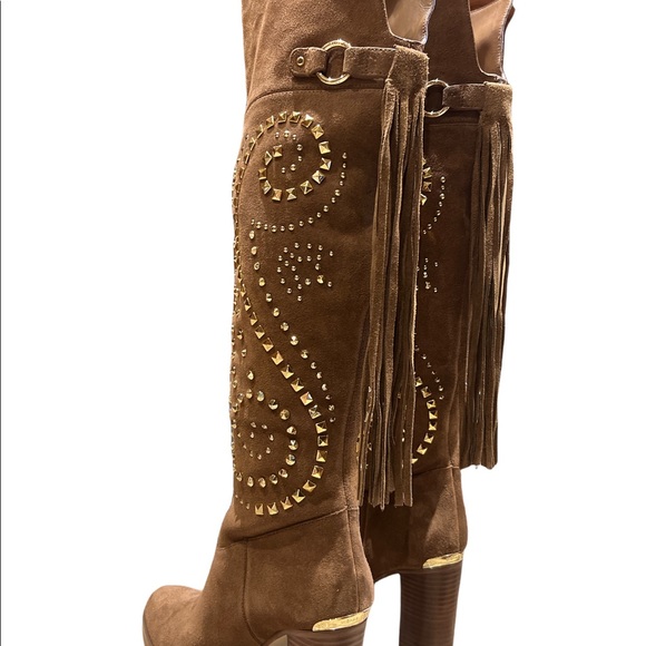 NWT - MICHAEL KORS SZ-10 REENA STUDDED Tall OTK Boots -approx 4” HEEL in ORIGINA - Picture 9 of 12